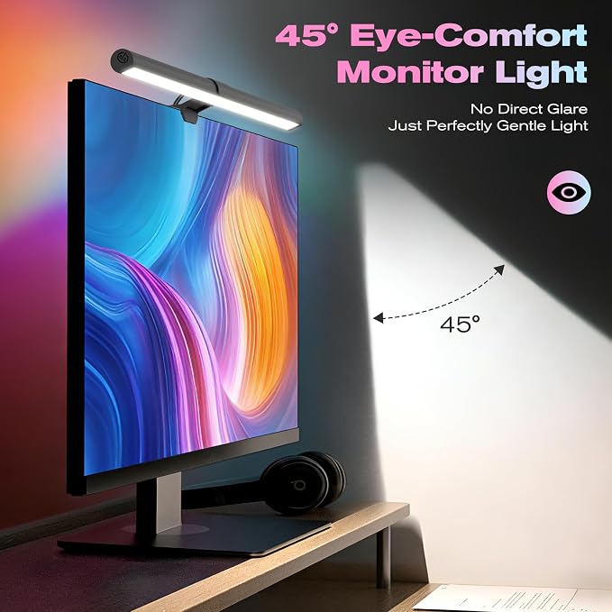 RGB Monitor Light Bar, Eye-Care Dual Light Reading Screen Lamp, 9 Modes Gaming - Image 4