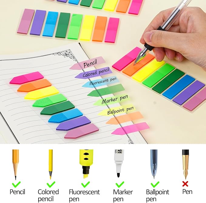 2000Pcs Page Markers Bright Sticky Tabs Translucent Arrow Flags Sticky Notes - Image 5