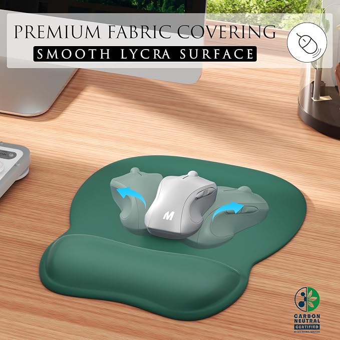 MROCO Ergonomic Mouse Pad with Gel Wrist Rest, 9.4 x 8.1 in, Forest Green | - Image 2