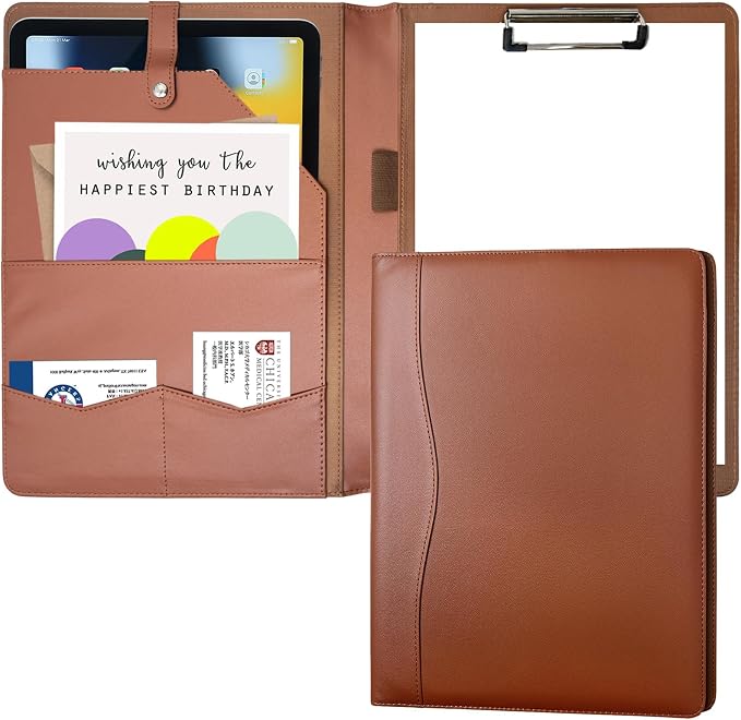 Portfolio Folder Padfolio with A4 Clipboard, PU Leather Portfolio Clipboard by Hehyxade