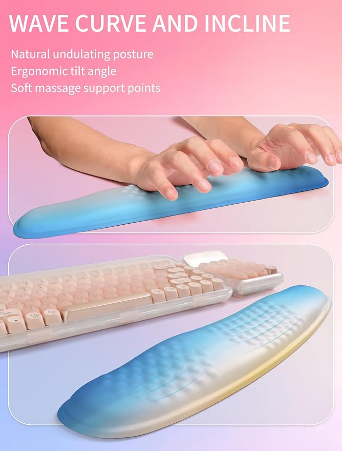 Hokafenle 2in1 Combination, Wave Keyboard Wrist Rest and Ergonomic Curvature - Image 2