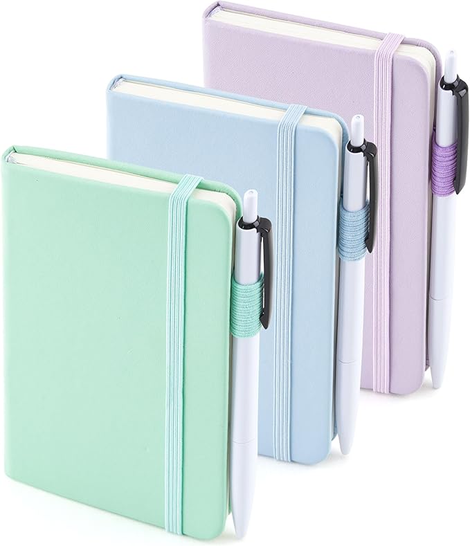 feela 3 Pack Pocket Small Notebook Journals, Mini Cute Hardcover College Ruled by feela