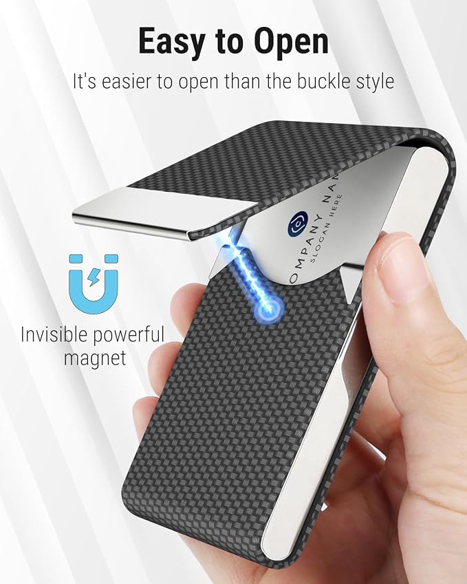 MaxGear Business Card Holder, PU Leather Business Card Case, Magnetic Closure - Image 3