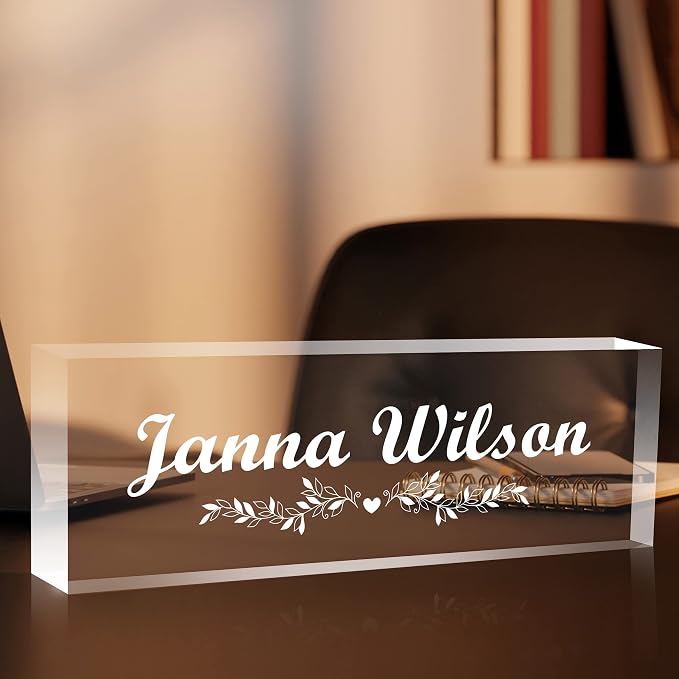 Personalized Desk Name Plate, Custom Acrylic Glass Name Plates - Image 6