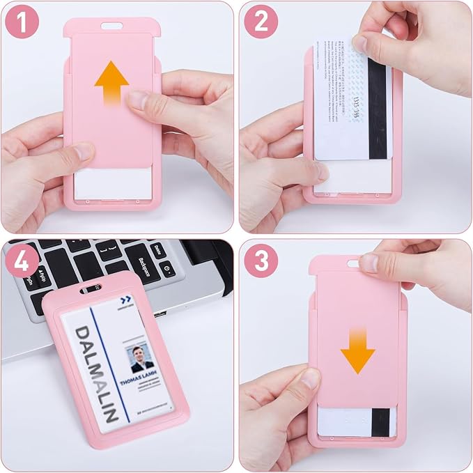 15 Pack Sliding ID Badge Holder Vertical Hard Plastic Card Case Protector Pouch - Image 4