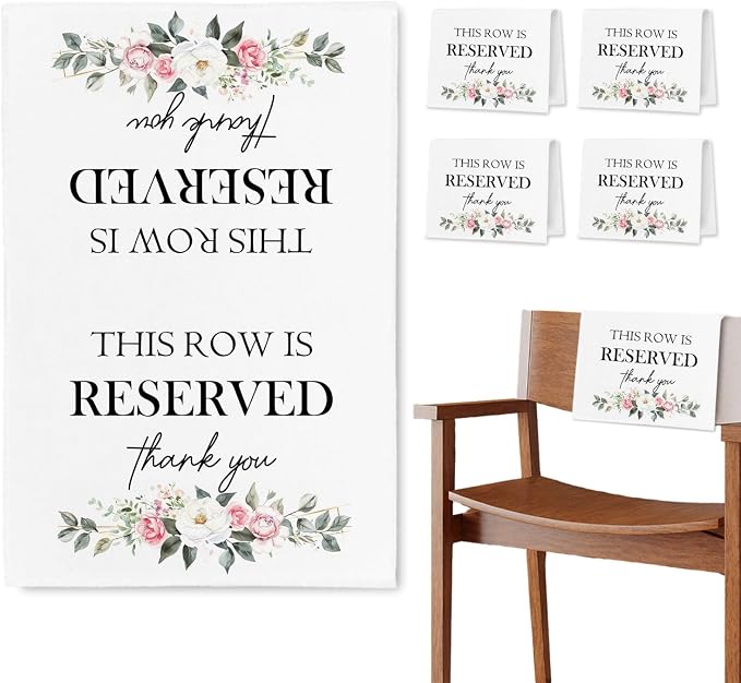 ChissNook Reserved Seating Chair Signs, This Row Is Reserved Pew Cloths Seating by Unknown