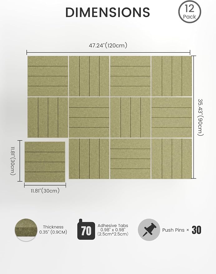 Bumusty Large Cork Board Alternative-48 x 36" Felt Bulletin Board Tiles - Image 2