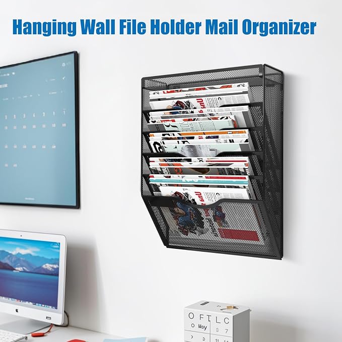 KZWKRG 6 Tier Wall File Organizer Hanging Vertical File Organizer, Wall Mounted - Image 8