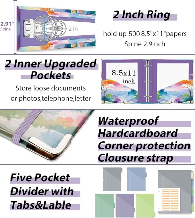 3 Ring Binder 2 Inch for 8.5"x11" Paper, Three Ring Binders - Image 4