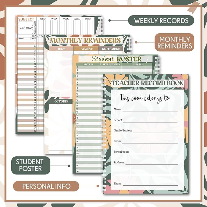 Fuyoooo Teacher Record Book 2026-2027 Spiral Bound Grade Book - Image 4