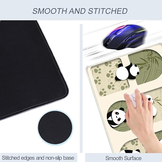 Cute Kawaii Panda Desk Mat Large Beige Mouse Pad XXL Mouse Pad Keyboard Mat - Image 4