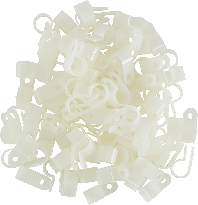 GTSE White Nylon Plastic Cable Clamps, 1/2" Screw Mounts - Image 2