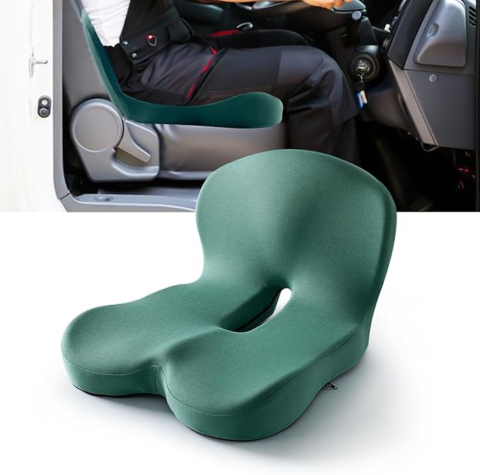 Buttocks Cushion for Office Chair Memory Foam Seat Pad for Butt Support Tailbone Relief Ergonomic Chair Cushion for Home Car Travel or Work (Army Green)-DeskLoop Office