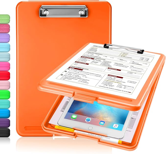 Sooez Clipboard with Storage, Plastic Storage Clipboards with Low Profile Clip by Sooez