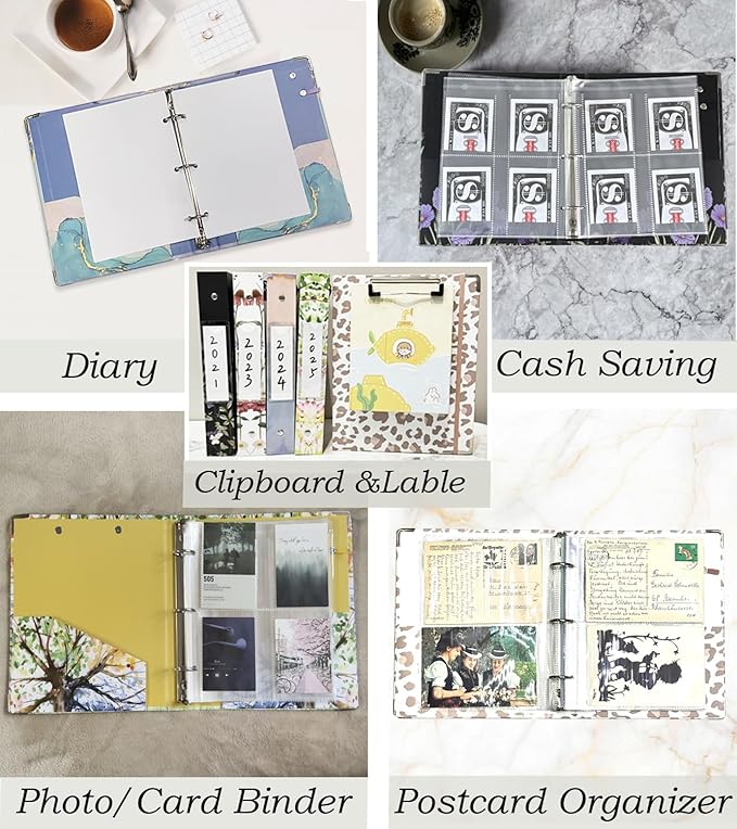 Mini 3 Ring Binder 1 Inch for 5.5"x8.5" Paper, Cute Small Three Ring Binders - Image 4