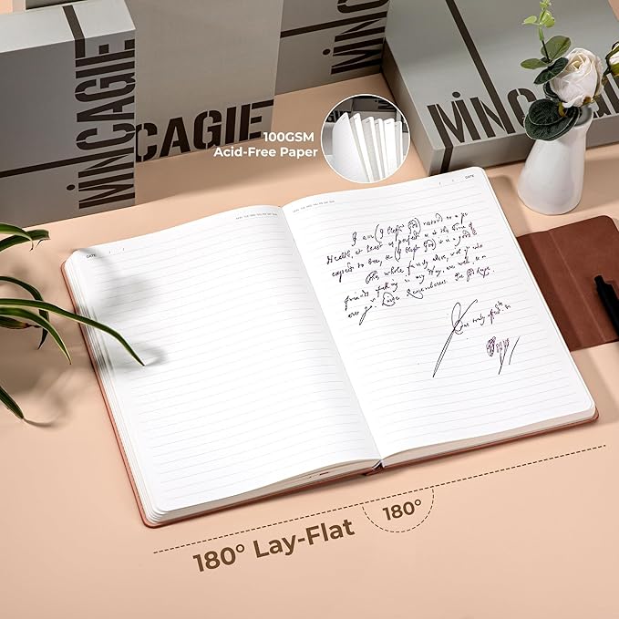 Leather Journal for Men 320 Pages B5 Large Journaling Notebooks with 100 GSM Thick Paper Journals for Writing Notebook for Men & Women with Buckle Closure Work Diary, 7.28" x 10.23", Brown-DeskLoop Office