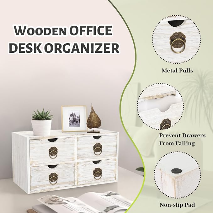 Wood Desk Organizer, Tabletop Storage Organization Box - Image 5