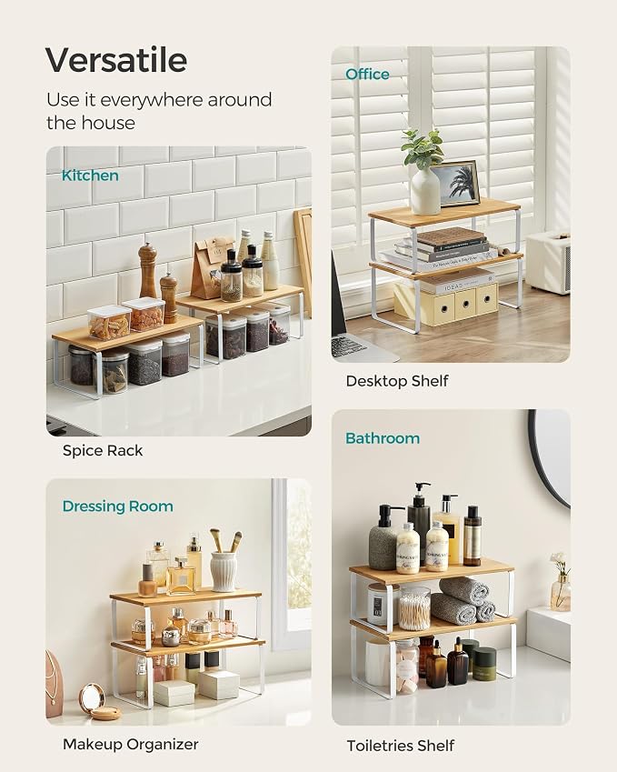 SONGMICS Cabinet Organizer Shelf, Kitchen Storage, Spice Rack, Expandable - Image 4