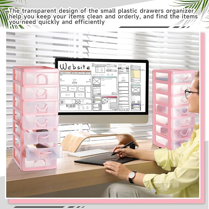 Thyle 2 Pcs Plastic Drawers Organizer Mini Organizer Stackable Plastic Clear - Image 4