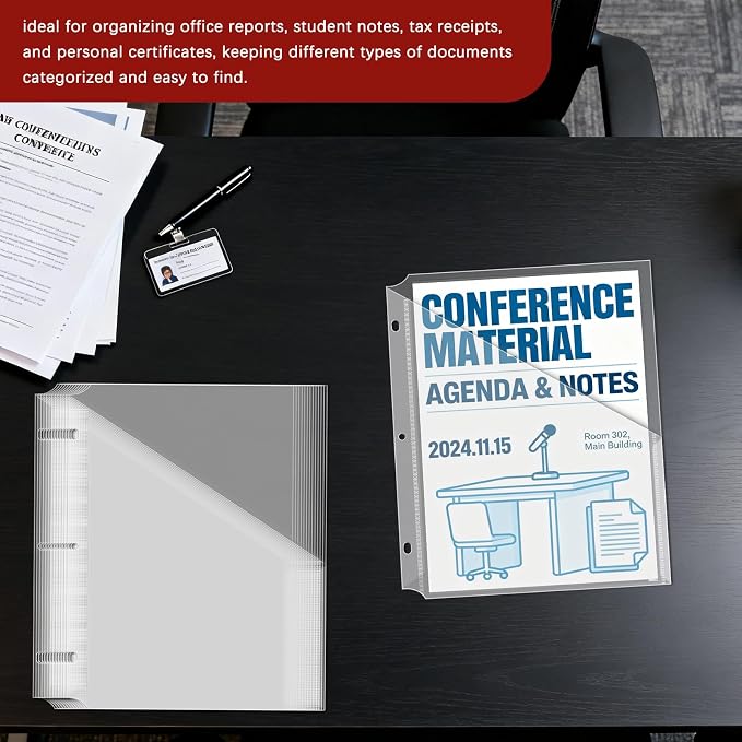 15Pack 3 Hole Punch Clear Plastic Document Folders, Organized Up Poly - Image 5