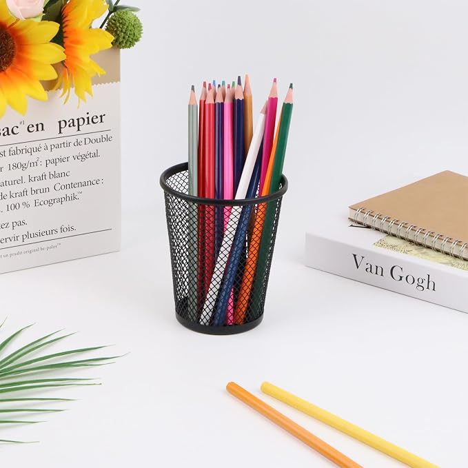 HSYMQ Desk Pencil Pen Holder, Wire Mesh Pen Cup Holder - Image 6