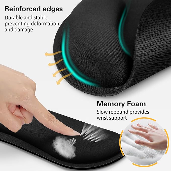 Mouse Pad Black, Ergonomic Keyboard Wrist Rest, Mouse Pad - Image 3