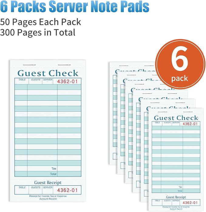 Guest Checks Books for Servers, Server Note Pads, Waitress Notepad for - Image 3