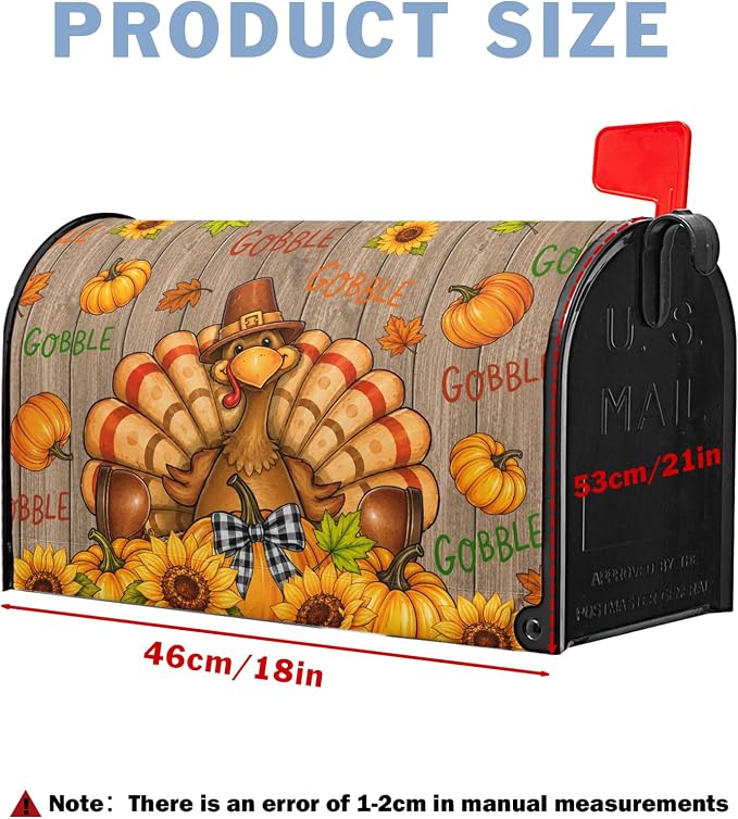 Thanksgiving Turkey Mailbox Cover Magnetic Standard Size Fall Pumpkin Mailbox - Image 5