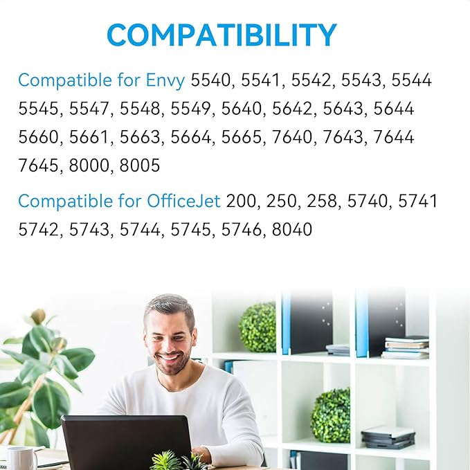 62XL Ink Cartridge Combo Pack Compatible for HP Ink 62 Black Color Compatible for Envy 7640 7645 5660 5665 5642 5540 OfficeJet 8045 8040 5746 5745 250 200 Printer-DeskLoop Office