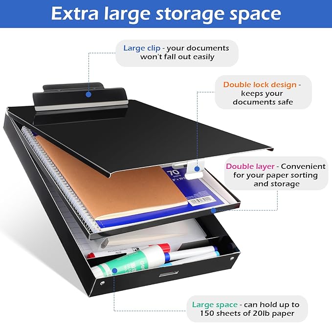 1 Pieces Metal Storage Clipboard Letter Size Heavy Duty Aluminum Clip Board - Image 4