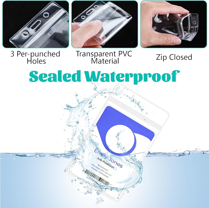 200Pcs Badge Holder Plastic ID Badge Holder Clear Vertical ID Card Holder 2.5" - Image 3