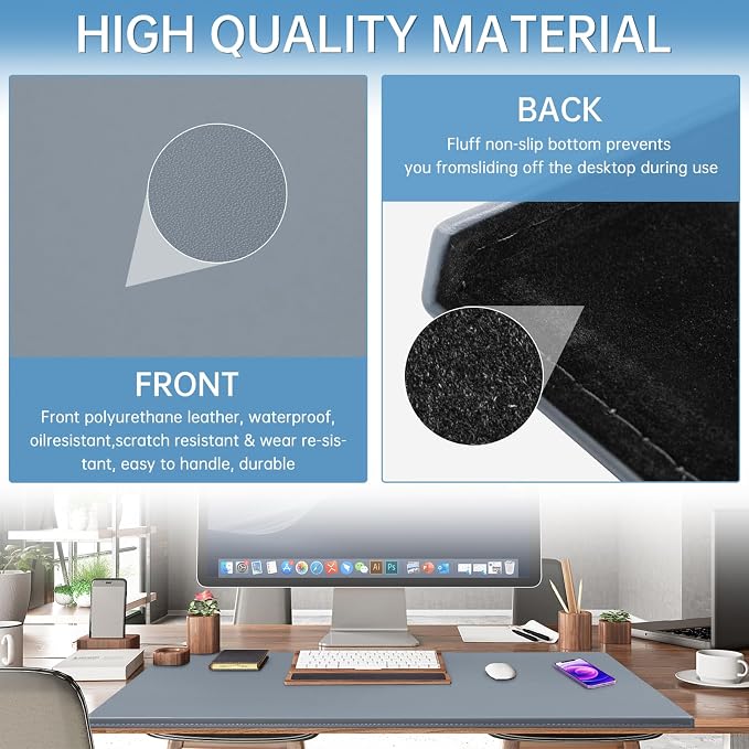 AKOZLIN 35.4"x 18.9" Soft PU Leather Surface Office Desk Mouse Mat Anti-Push Pad - Image 2