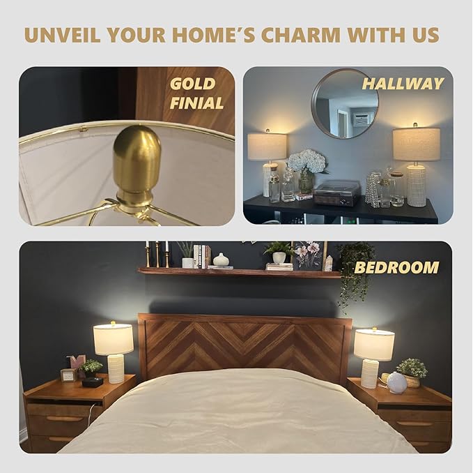 PoKat 20.75" Small Modern Ceramic Table Lamps Set of 2 - Image 2