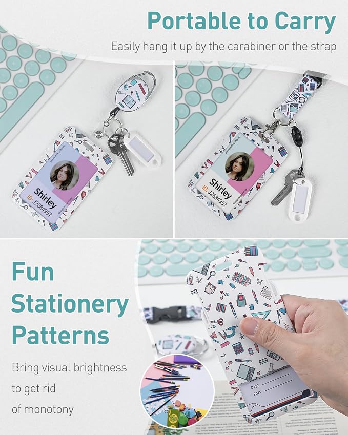 Uniclife Fashionable Sliding Badge Holder Stationery Pattern Plastic Case - Image 3