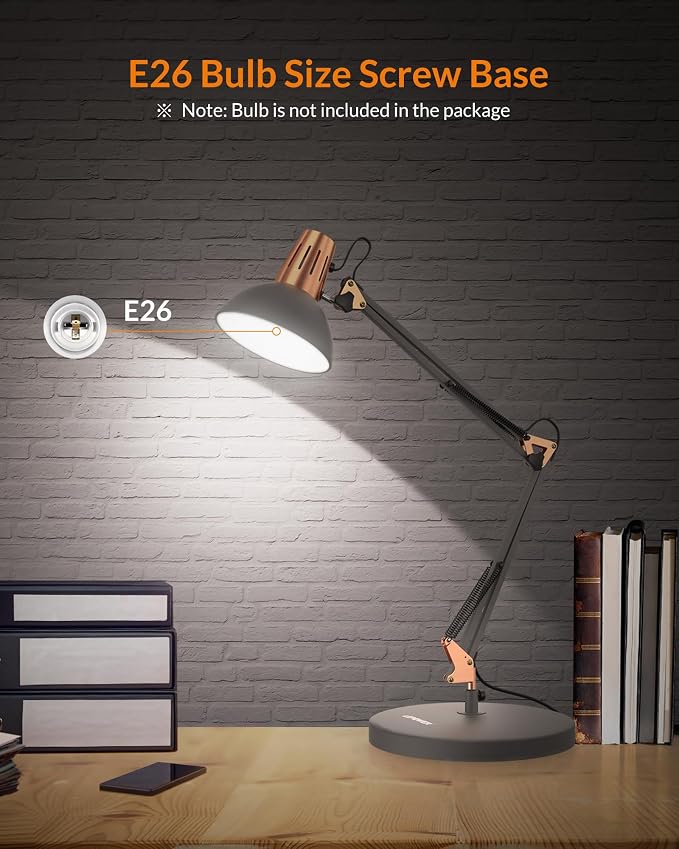 LEPOWER Metal Desk Lamp, Adjustable Goose Neck Architect Table Lamp - Image 5