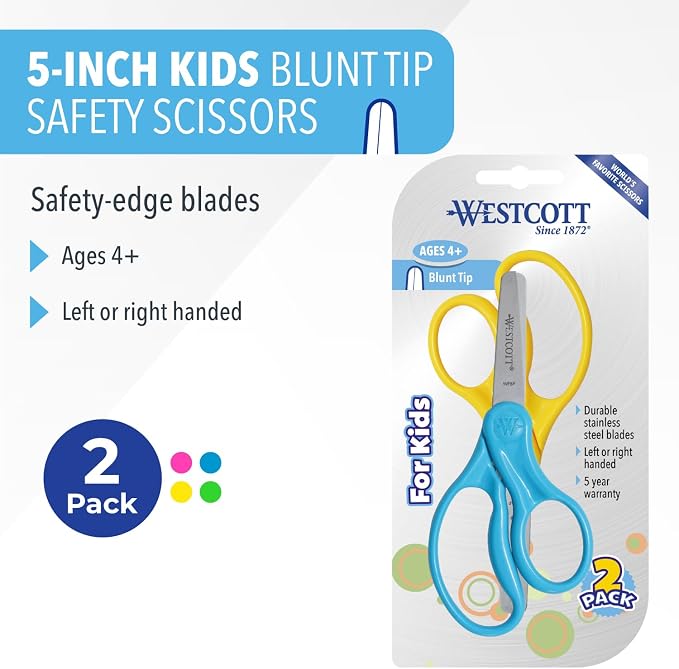 Westcott 5" Hard Handle Kids Scissors - Image 2