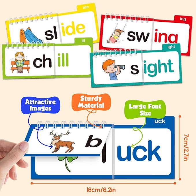 Phonics Flash Cards Word Family Build Book, Learn to Read 30 Read and Rhyme - Image 2