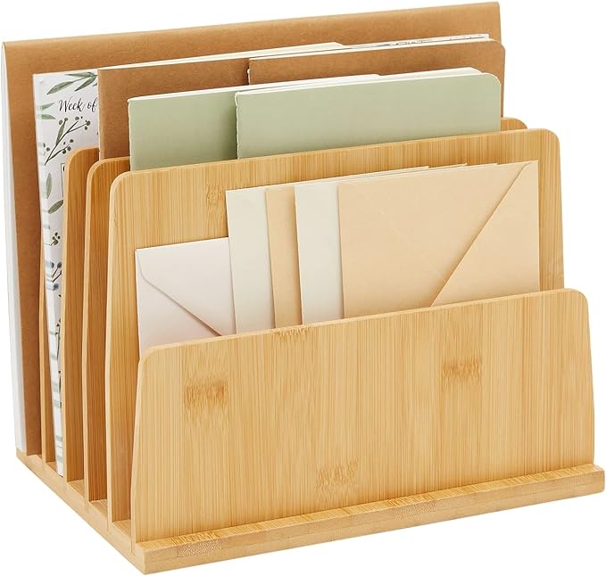 Bamboo Wooden Mail Holder, File Sorter by PaperJunkie
