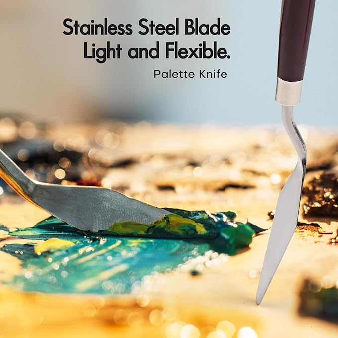 25pcs Paint Brush Set, Fuumuui Acrylic Paint Brushes, Professional Artist Series with Wide Flat, Filbert, Fan, Dagger, Cat Tongue, Round, Angle, Rigger for Oil, Acrylic Canvas Paintings, Face Painting-DeskLoop Office