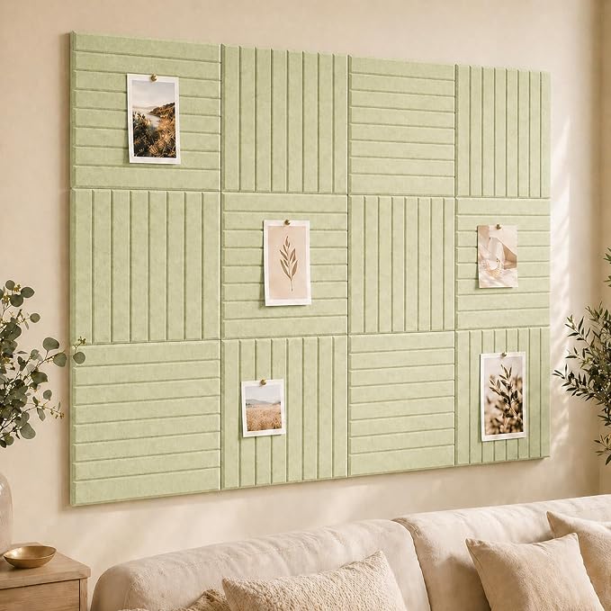 Stripe Felt Bulletin Board Tiles, Cork Board Alternative 48 x 36 in | 0.35 in by CreateYourIdealSpace