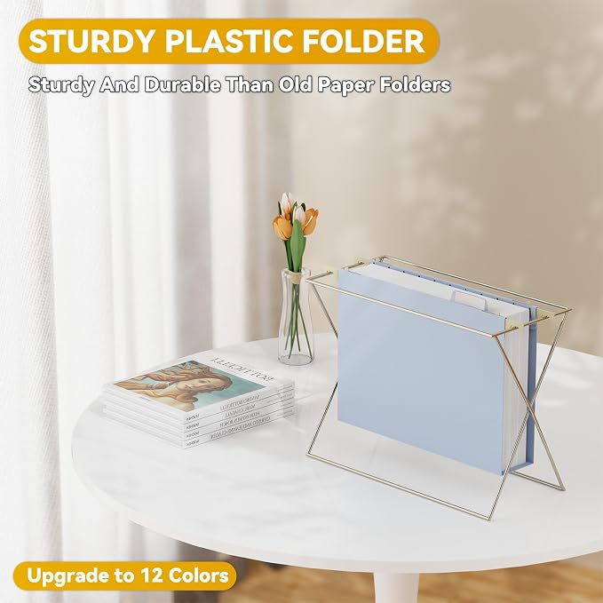 Plastic Hanging File Folders Letter Size, 12 Pack Reinforced Filing Cabinet - Image 2