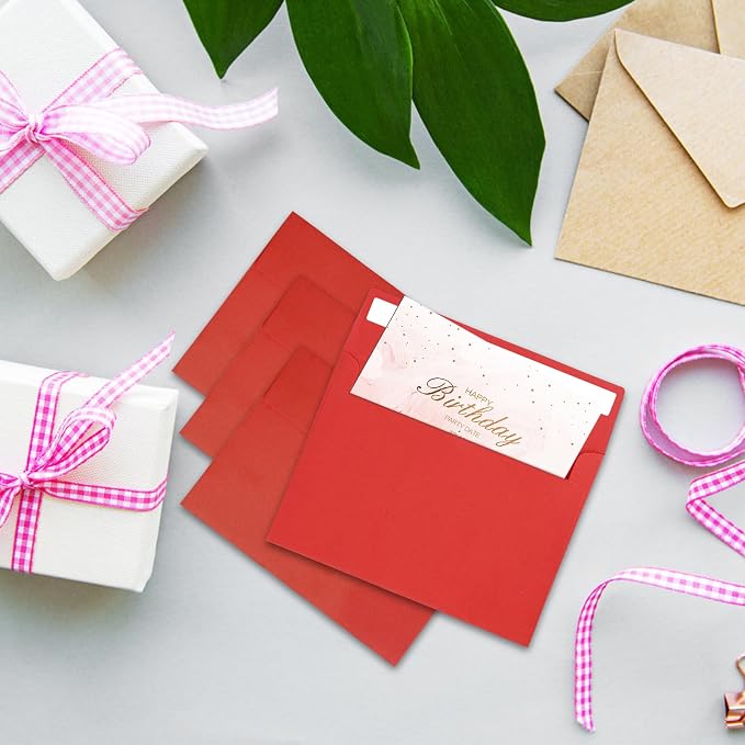 50Packs A4 Red Envelopes4x 6 Inch Card Envelopes, Self Seal - Image 3