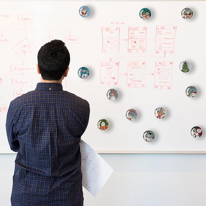 Christmas Refrigerator Magnets 12Pcs Glass Strong Magnetic Refrigerator Magnet Fridge Sticker,Crystal Fridge Magnets Decoration for Crafts,Strong Fridge Magnets for Kitchen, School-DeskLoop Office