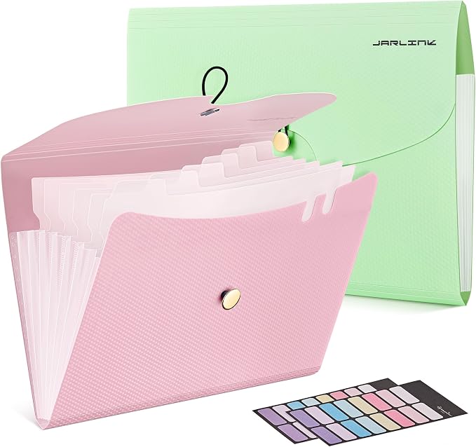 JARLINK 7 Pockets Expanding File Folder, A4 Accordion File Folders by JARLINK