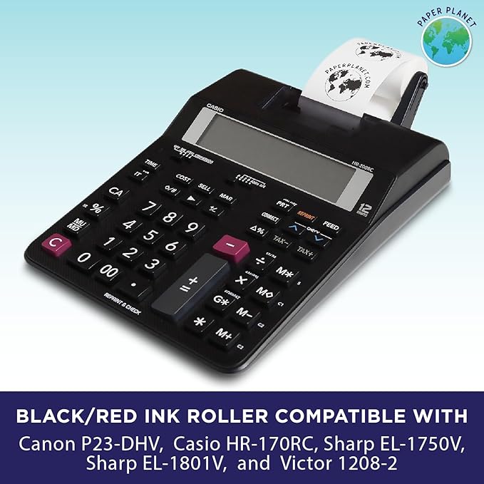 Red and Black Printing Calculator Ribbons Compatible with IR40T by Paper Planet | Replacement Adding Machine Ink Ribbon Compatible with Select Canon, Casio, Sharp, and Victor IR40T | 5 Pack-DeskLoop Office