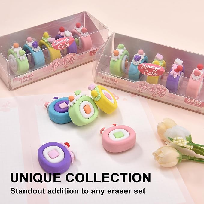15Pcs Cute Food Shape Erasers for Kids, Fun Cake Dessert Pencil Erasers for School Classroom Supplies Birthday Party Favors-DeskLoop Office
