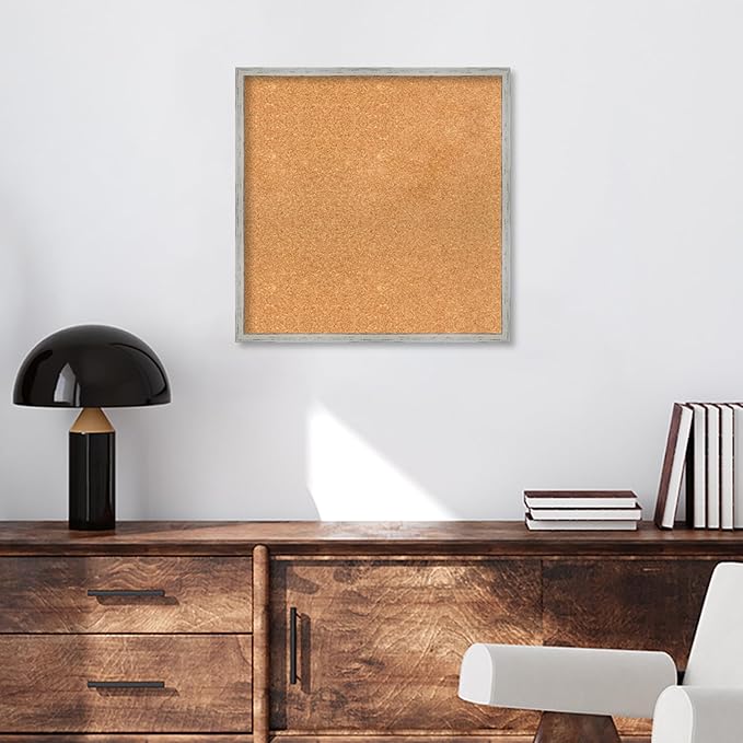 Amanti Art Natural Cork Board for Wall, 23x23 Vision Board with White Frame, Medium Corkboard Office Decor for Home Organization, Cottage Corkboard Pinboard to Display Items for Home Organization in-DeskLoop Office