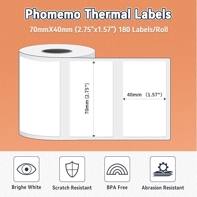 Phomemo Thermal Labels, Address Barcode Thermal Stickers - Image 2