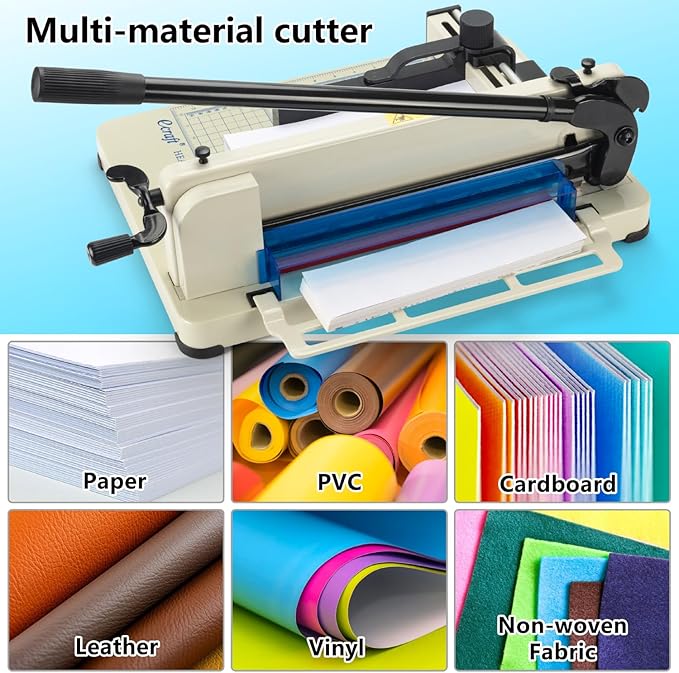 Ecraft Heavy Duty 12" Guillotine Paper Cutter - 400 Sheet Capacity,Solid Steel with HSS Blade,Industrial Commercial Trimmer for Office,School,Print Shop,Safety Lock & Clear Grids-DeskLoop Office