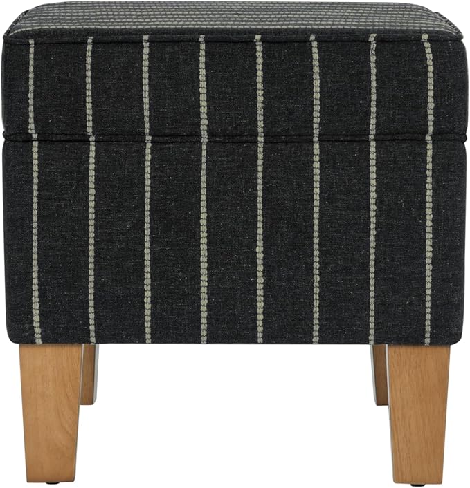Home Decor | Dinah Collection Modern Storage Ottoman | Ottoman with Storage for Living Room & Bedroom(Black with Boucle Stripe)-DeskLoop Office